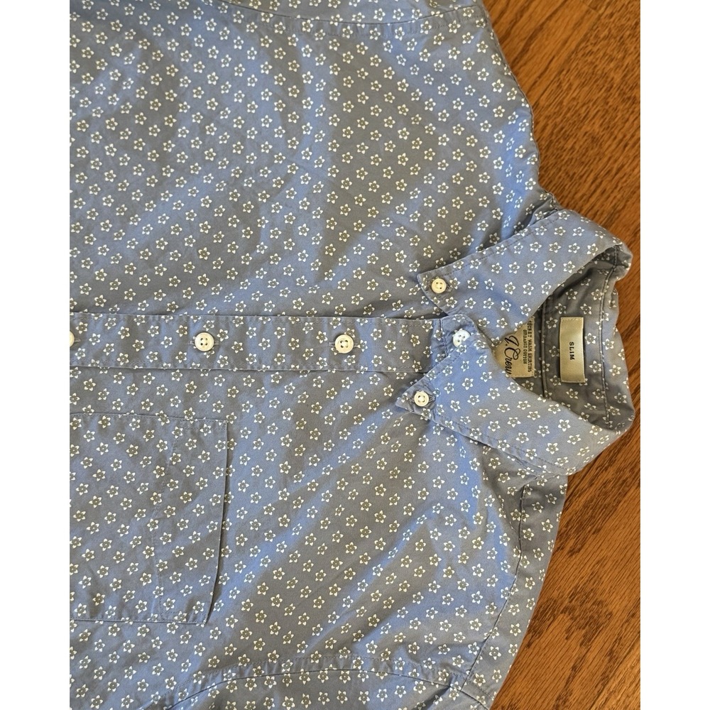 J.Crew Shirt Mens Small Blue Floral AOP Slim Fit Long Sleeve Button Down Oxford